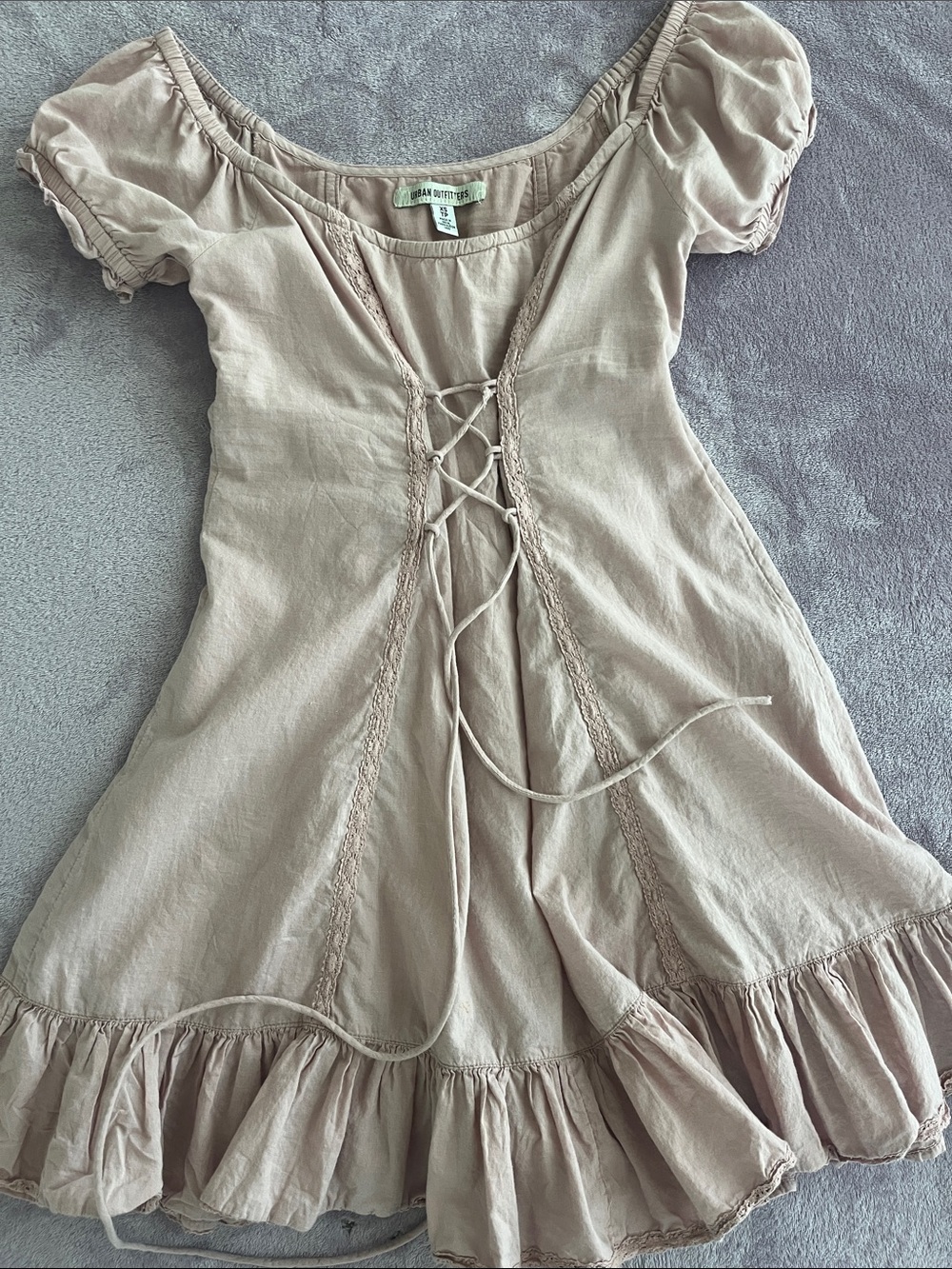 Urban Outfitters lace up corset ruffled babydoll dress